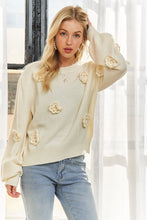 Ivory Floral Applique Sweater Top