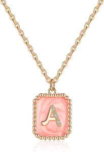 Rose Shape Alphabet Necklace