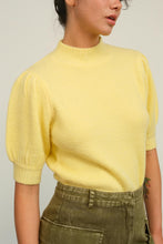 Creamy Yellow Short Sleeve Sweater With Puff Sleeves