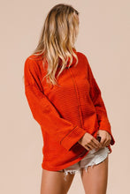 Rust Popcorn Waffle Turtle Neck Top