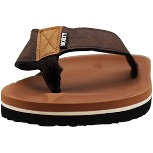 Mens Flip Flop Sandal Brown Twill