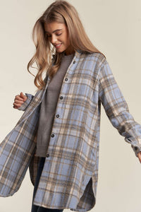 Blue Button Down Flannel Shacket