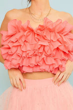 Coral Side Zipper Tier Ruffle Tube Top