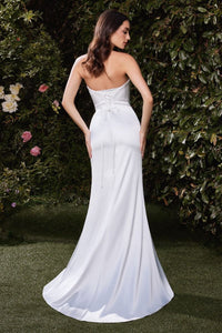 Off White Neoprene Strapless Wedding Dress