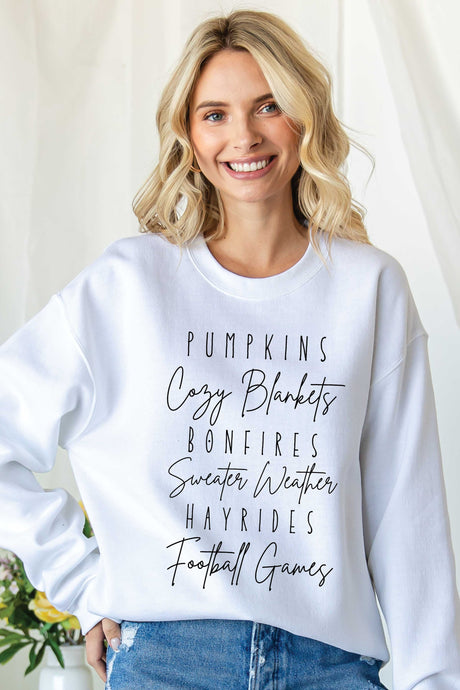 White-Black Ink Fall Favorites Graphic Sweatshirt