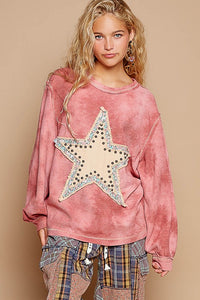 Mulberry Multi Vintage Washed Star Patch With Stude Knit Top