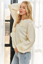 Ivory Floral Applique Sweater Top