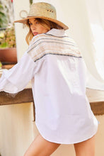 White Contrast Boho Print Oversized Shirts Top