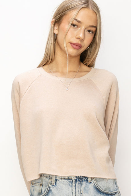 Tan Laid Back Crop Sweatshirt