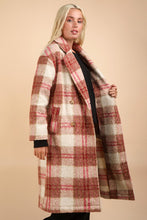 Rose Mix Oversized Plaid Soft Fuzzy Button Down Long Coat