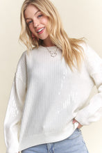 Off White Sequins Accent Sweater Top