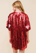 Red/Pink VALENTINES DAY Heart Print Sequin Tunic Top