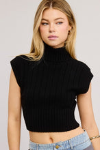 Black Soft Ribbed High Neck Crop Sweater Top