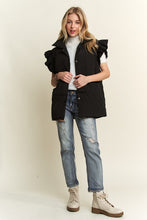 Black Ruffle Sleeve Down Vest