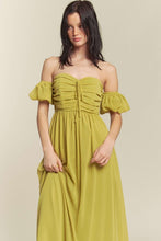 Kiwi Ruched Chest Off Shoulder Chiffon Maxi Dress