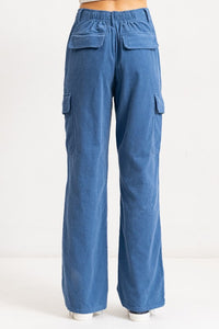 Denim High Rise Straight Fit Corduroy Cargo Pants