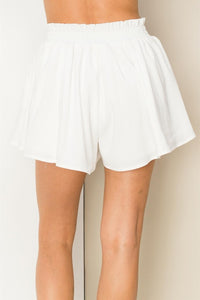 White My Flare Paper Bag Waist Shorts