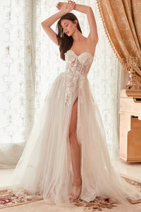 Off White Strapless Bridal Ball Gown