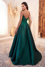 Emerald Mikado Emerald Ball Gown With Lace Details