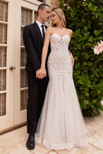 French White Strapless Embellished Mermaid Wedding Dress