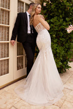 French White Strapless Embellished Mermaid Wedding Dress