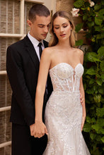 French White Strapless Embellished Mermaid Wedding Dress