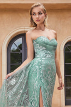 Sage Strapless Glitter Mermaid Gown