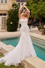 Off White Strapless Mermaid Wedding Dress & Removable Sleeves