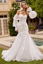 Off White Strapless Mermaid Wedding Dress & Removable Sleeves