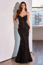 Black Draped Black Beaded Gown