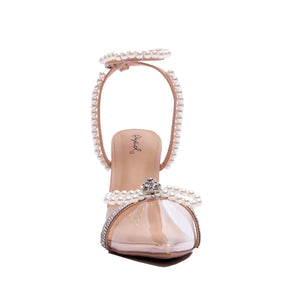 Clear/Nude Womens Pearl Clear Closed Toe Dress Shoes