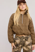 Cocoa Quilted Puffer Sweater With Collared Zipper