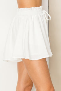 White My Flare Paper Bag Waist Shorts