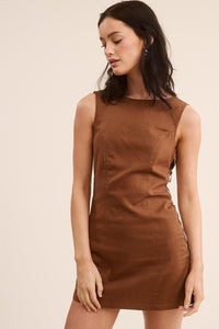 Walnut Side Cut Out Mini Dress With Unique Metal