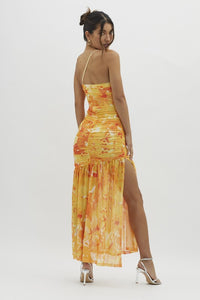 Yellow One Should Style Floral Mesh Maxi Dress