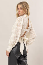 Cream Fuzzy Tie-Back Blouse