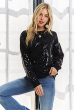 Black Sequins Accent Sweater Top