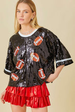 Black Game day Sequin Foot Ball Flocking Crop Top