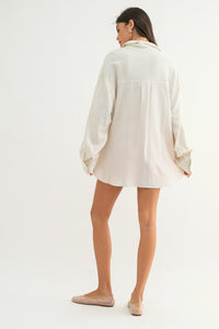 Natural Linen Oversized Button-Up Shirt