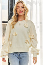 Ivory Floral Applique Sweater Top