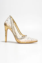 Gold Womens Rhinestone Pearl Clear Dress Shoes Aravalyn