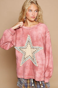 Mulberry Multi Vintage Washed Star Patch With Stude Knit Top