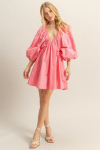 Coral Dolman Sleeve V Neck Poplin Mini Dress