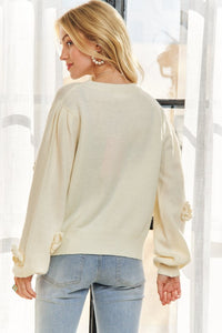 Ivory Floral Applique Sweater Top