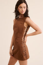 Walnut Side Cut Out Mini Dress With Unique Metal