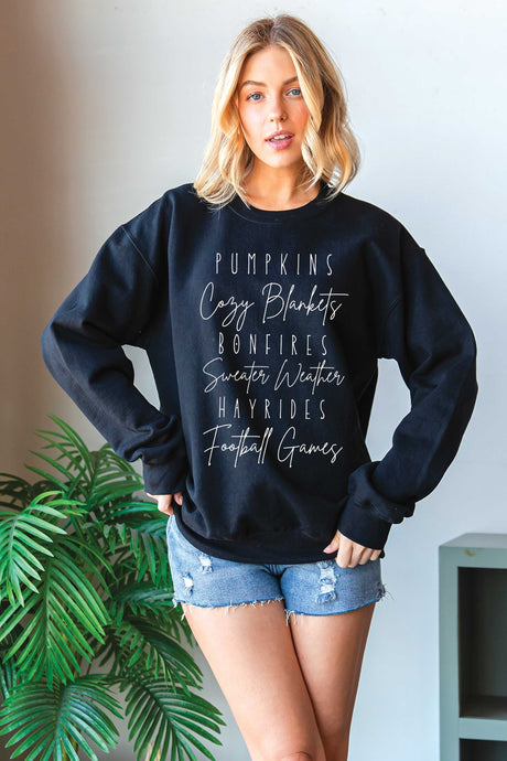 Black-White Ink Fall Favorites Graphic Sweatshirt