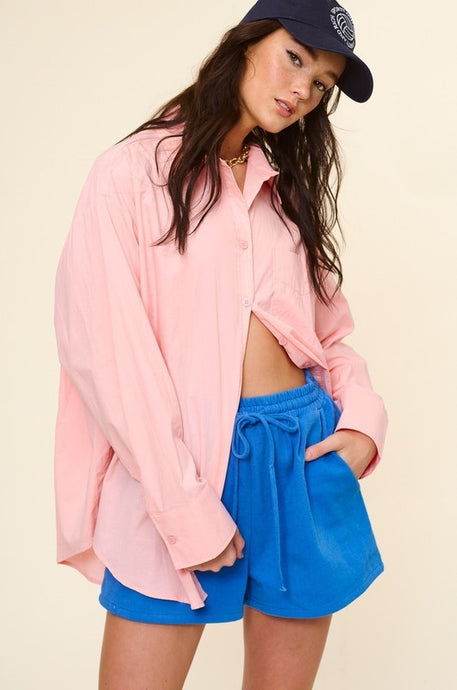 Blush Loose Fit Button Down Shirt