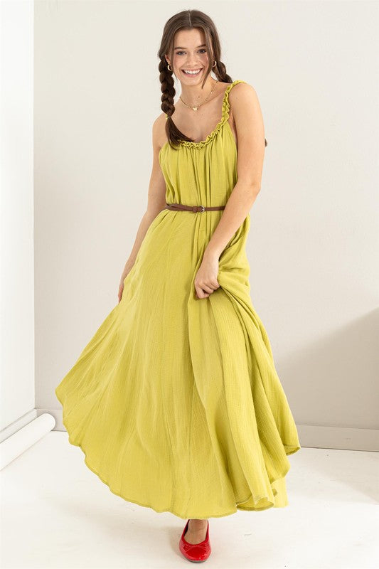 L.Olive Love Frill A-Line Maxi Dress