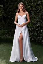 Off White Satin A-Line Bustier Bridal Dress