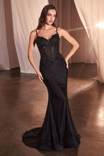 Black Fitted Satin & Lace Gown With Off The Shoulder Accessory